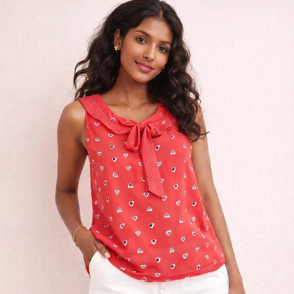 Coquette Disney Heart Print Sleeveless Blouse Size L